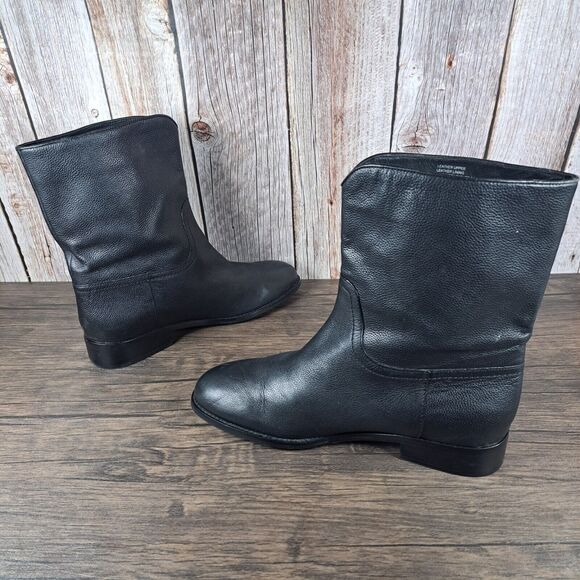 Tory Burch Hallie Mid Shaft Logo Black Leather Riding Boots Women's Sz 9 M (GUC) - Picture 5 of 10